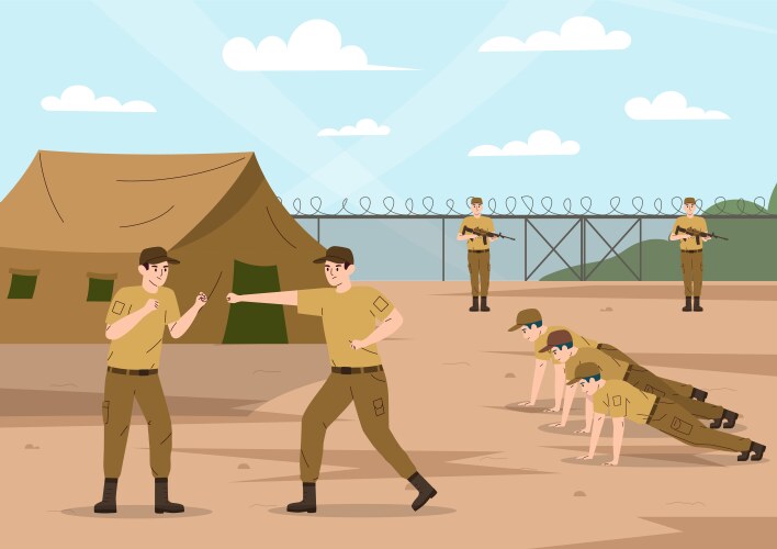 Soldiers in military training Royalty Free Vector Image