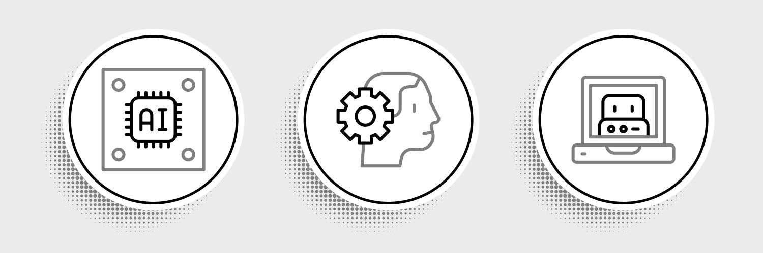 Set line creating robot processor vector image