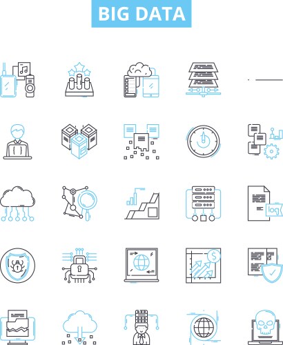 Big data line icons set hadoop analytics vector image