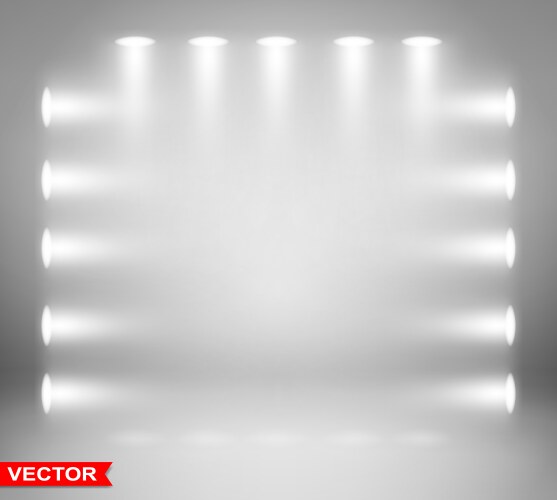 Empty gray studio background with spotlights Vector Image