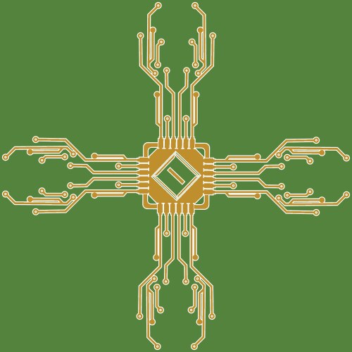 Flat microelectronics circuits circuit board vector image