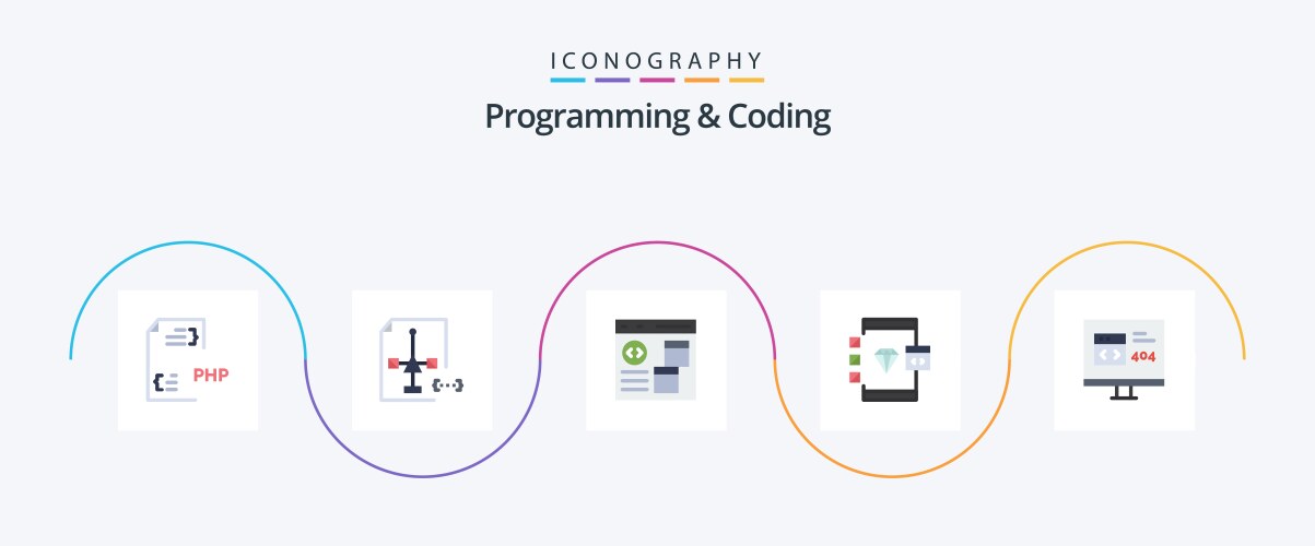 Programming and coding flat 5 icon pack including vektorbild
