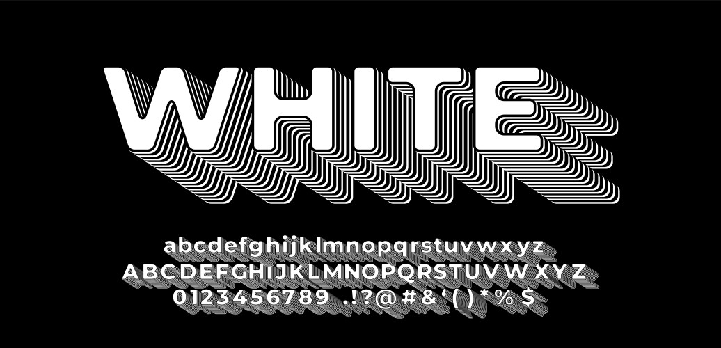 White 3d flat shadow font or text effect design vector image