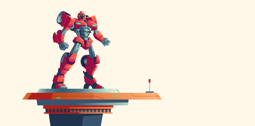 Red Robot Transformer Invader vector image