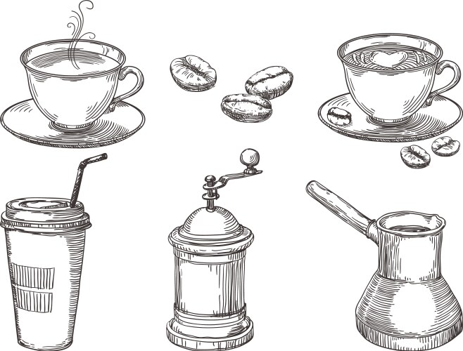 Coffee Sketch Set Vector Image