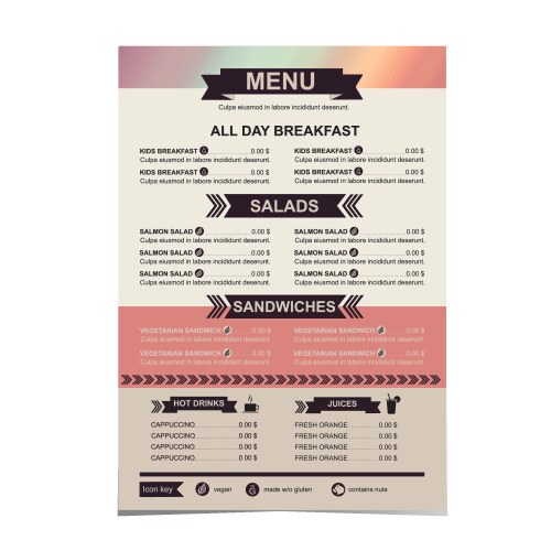 Restaurant menu template design vector image