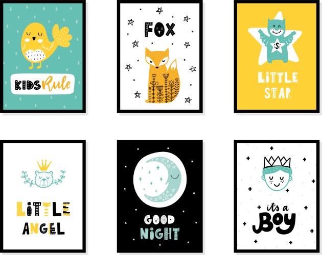 Scandinavian Kids Posters Vector Image