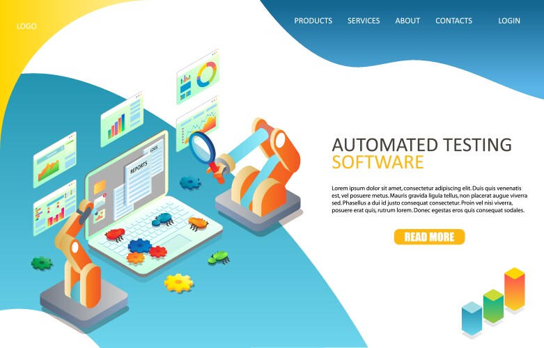 Automated Testing Software Landing Page vector image