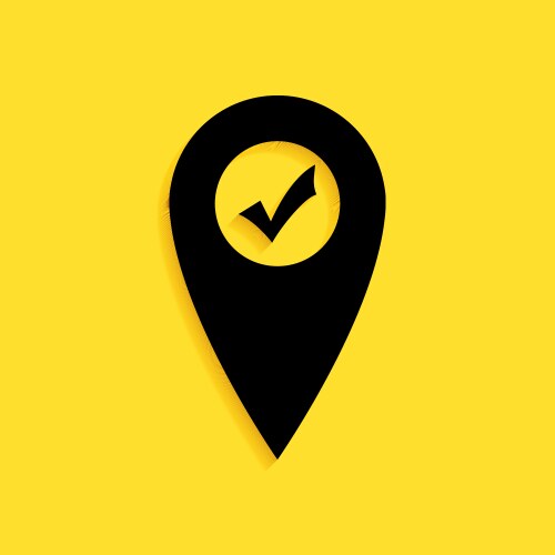 Black map pointer with check mark icon isolated vektorbild