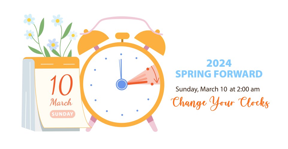 Daylight saving time begins concept Royalty Free Vector