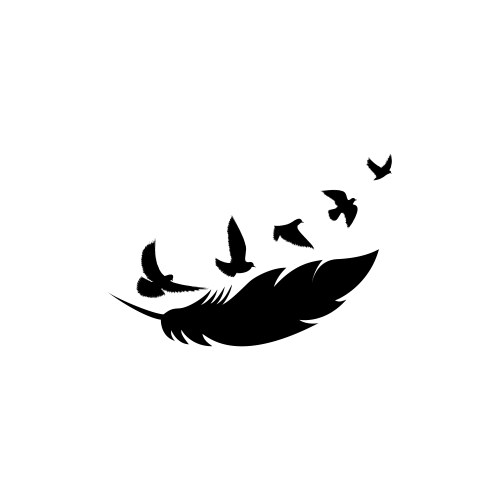 Flying Birds with Feather Silhouettes Vector Image