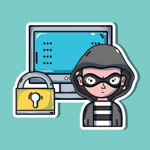 Person hacker to programmer virus in the system vector image
