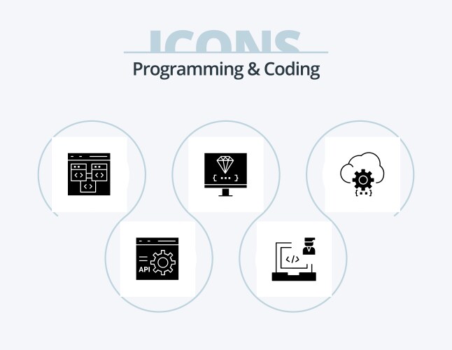 Programming and coding glyph icon pack 5 vektorbild