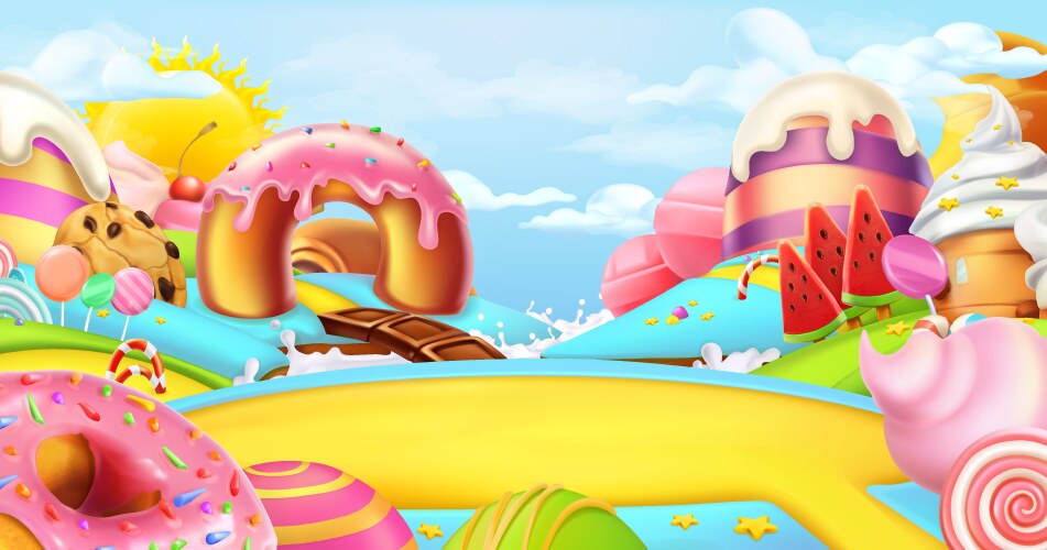 Sweet Candy Land Panorama Vector Image