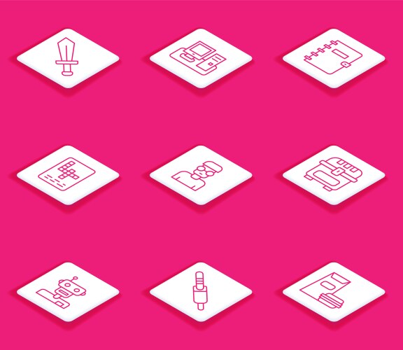 Set line sword for game monitor with keyboard vector image