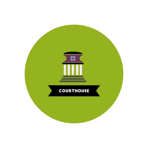 Stylish icon in color circle building courthouse vector image