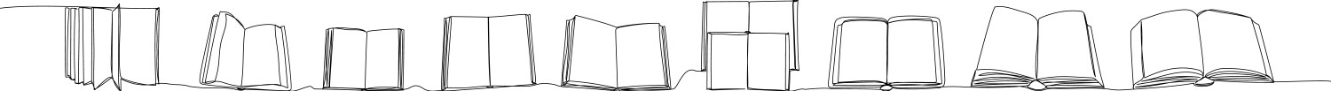 A set of several open books lying on the table one vector image