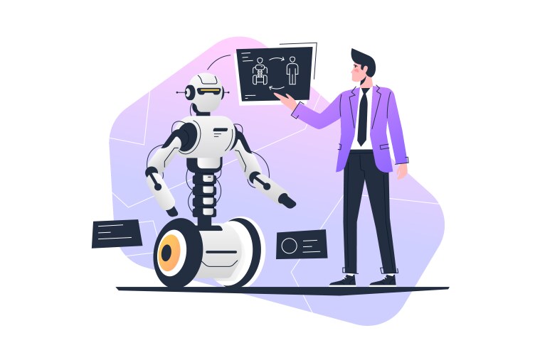 connection between people and robot artificial vector