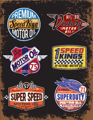 Vintage Motor Oil Sign Set Vector Image