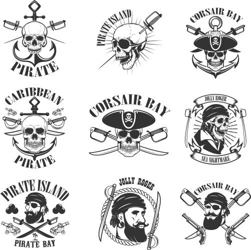 Pirate Skull & Emblem Collection Vector Image