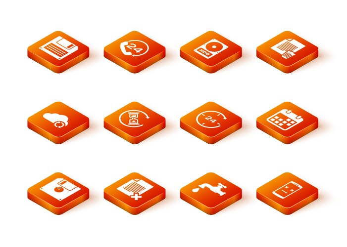 Set floppy disk delete file document cloud sync vector image
