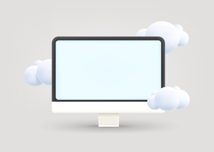 computer monitor with blank screen mockup 3d vector image