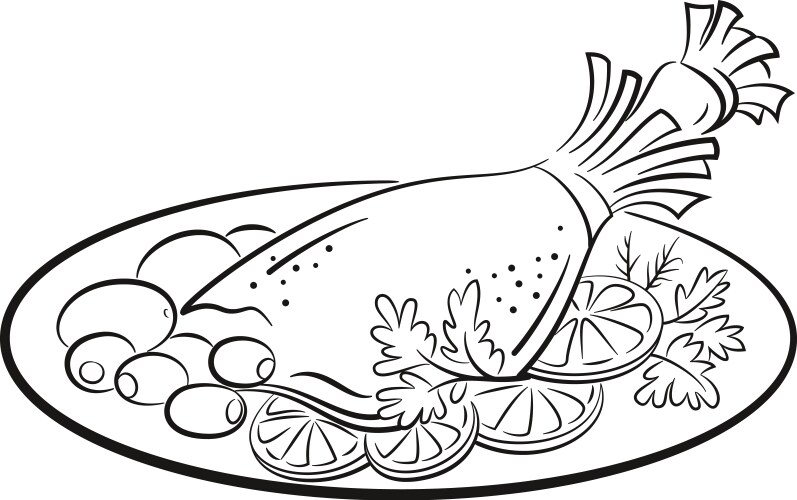 Chicken leg with garnish Vector Image