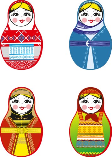 nested dolls set matryoshka with different vector image