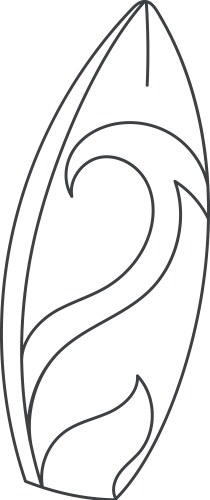 Surfboard Outline Icon - Simple Sketch Vector Image