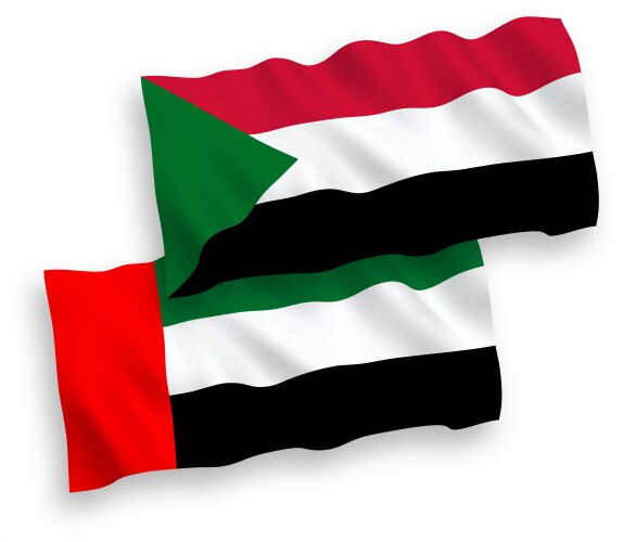 Flags sudan and united arab emirates on a white Vector Image