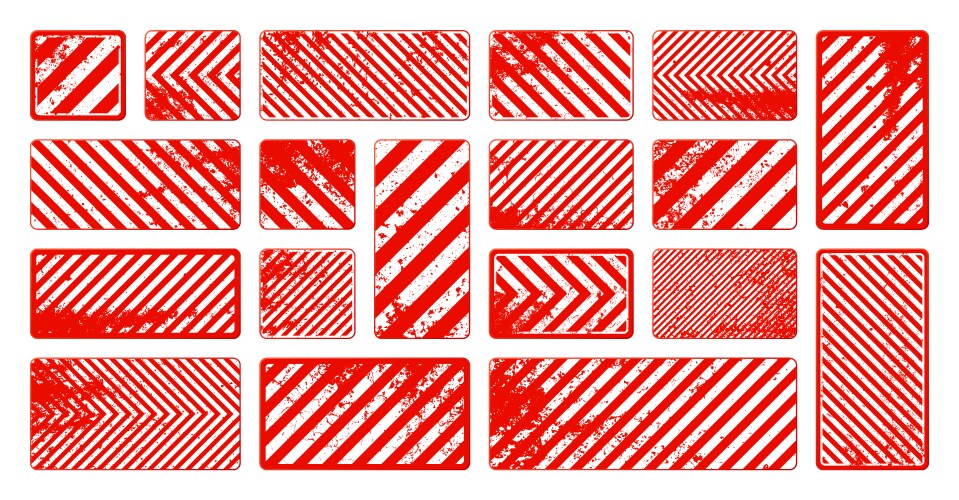 Red grunge warning signs with diagonal lines old Vector Image