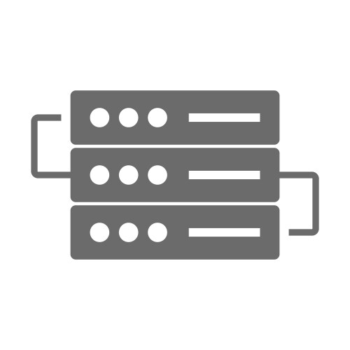 Flat design server icon or computer and software vector image