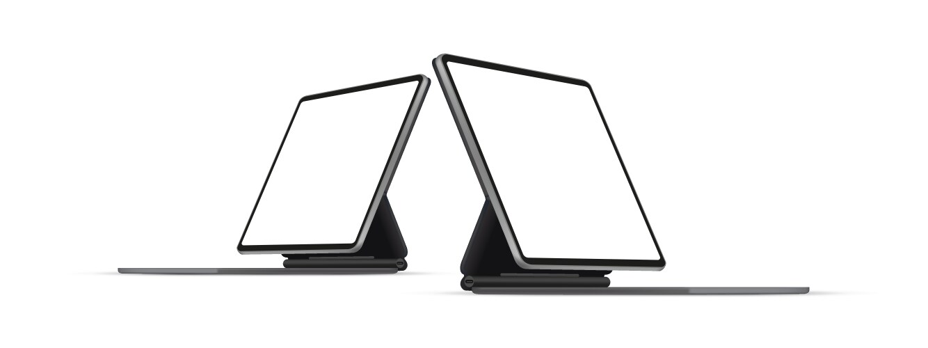 tablet computer with keyboard stand side view vector