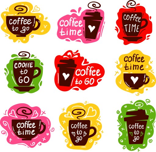 Coffee Cup & Logo Set Vector Image