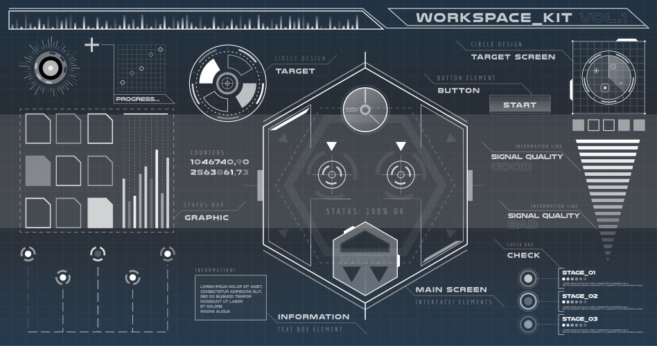 Futuristic hud design elements infographic Vector Image