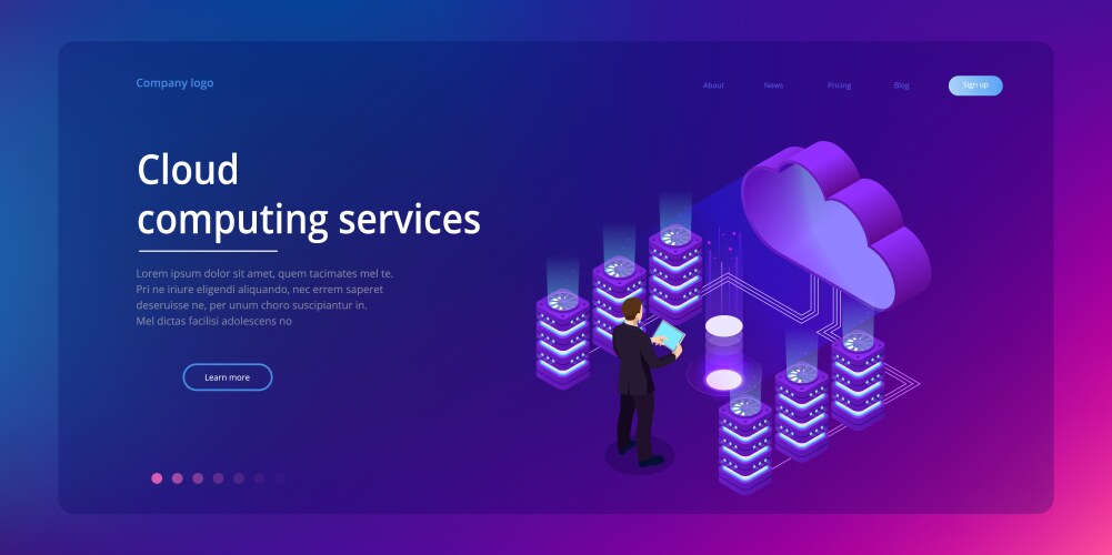 Web page design templates cloud computing concept vector image