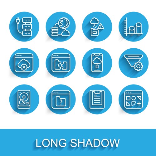 Set line hard disk drive hdd file missing server vector image