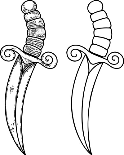 Dagger in engraving style design element Vector Image