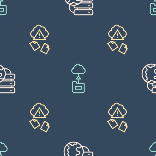 Set line network cloud connection hacking vector image