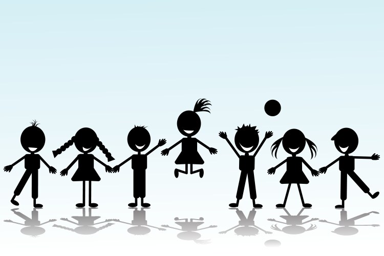 Silhouetted Children Playing Vector Image