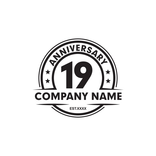19th Anniversary Celebration Logo Vector Image