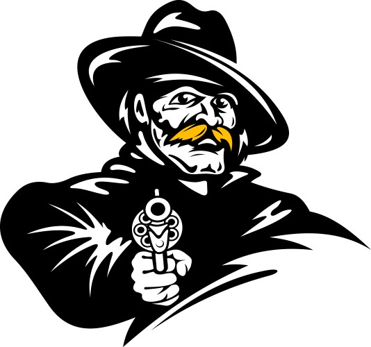 Cartoon Cowboy with Revolver Vector Image