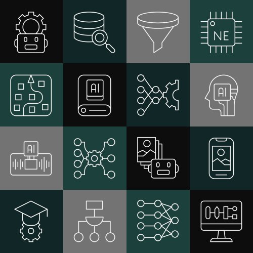 Set line algorithm mobile phone humanoid robot vector image