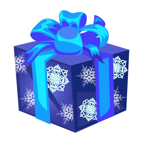 Blue gift box with a bow wrapped paper vector image