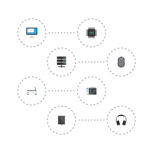 Flat icons router datacenter computer mouse vector image