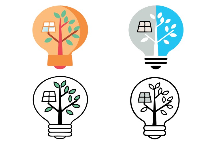 Lightbulb with a tree symbolizing the connection vector image