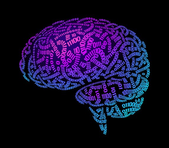 Side view brain consist binary codes vector image