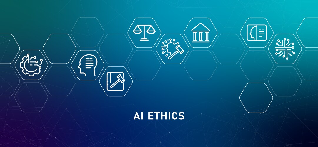 Ai ethics gradient header computing machine vector image