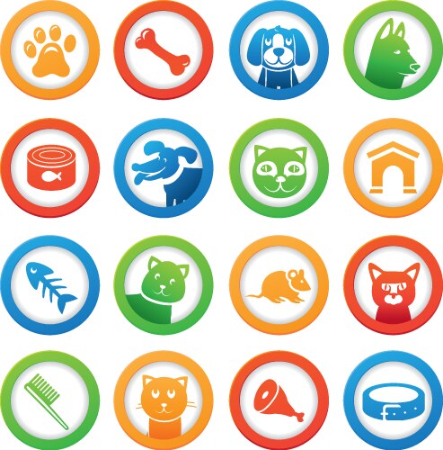 Cute Animal Icons - Cats & Dogs vector image