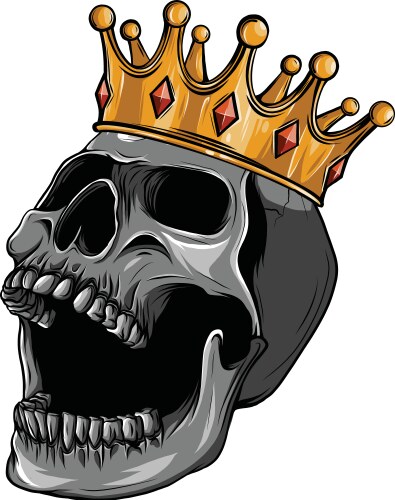 King Skull with Crown - Dark Art Vector Image